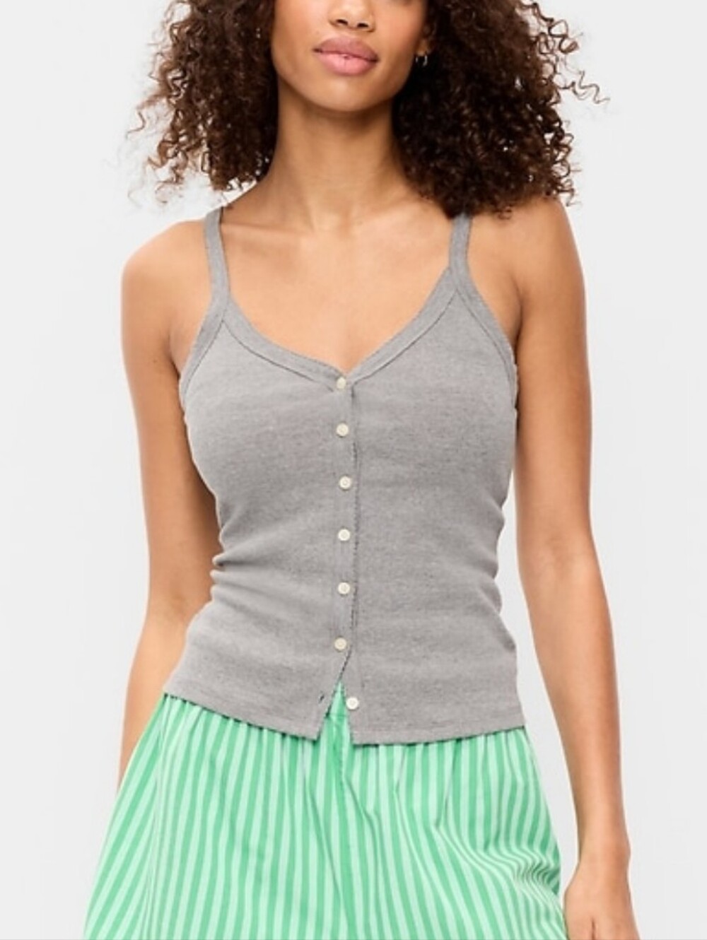 NWT Bundle 2 Old Navy Button-Front Cami Tank Tops - Grey & White - Size M